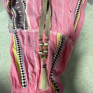 Twine & Twig Long horsehair necklace blush beads